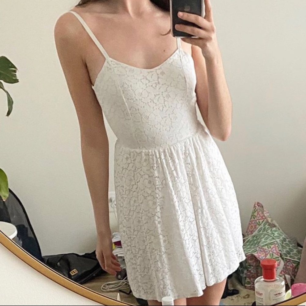 White Lace Spaghetti Strap Minidress